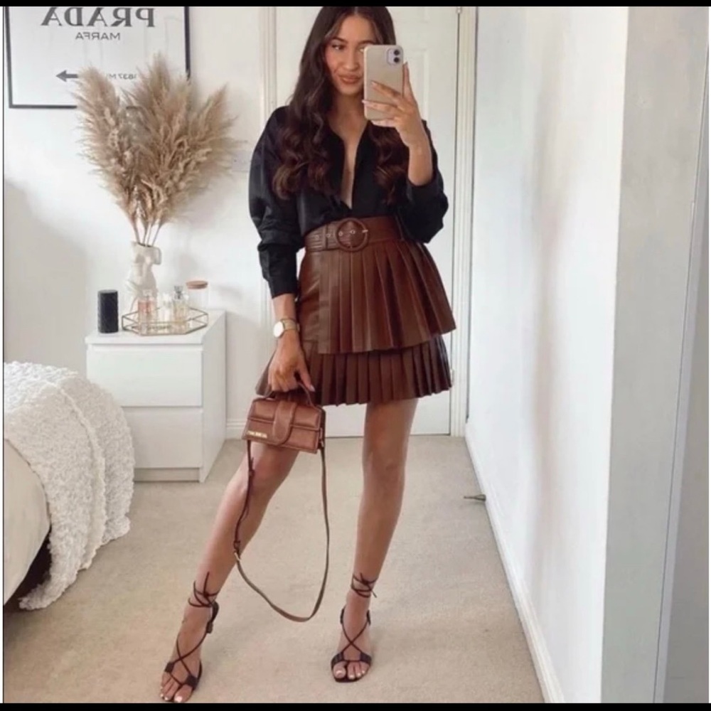 Zara Brown Mini Skirt with Belt
